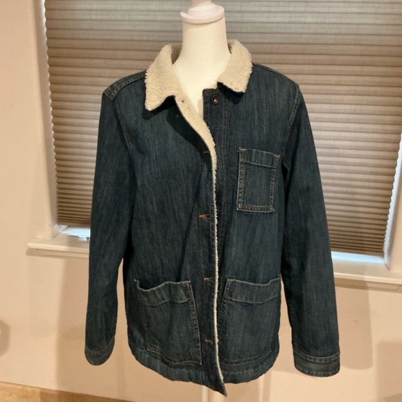 L.L. Bean Jean and Sherpa Jacket EUC Size L - Picture 1 of 8